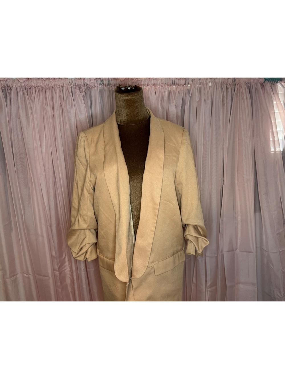 Rehab Lab Orange/Cream Open Front Blazer